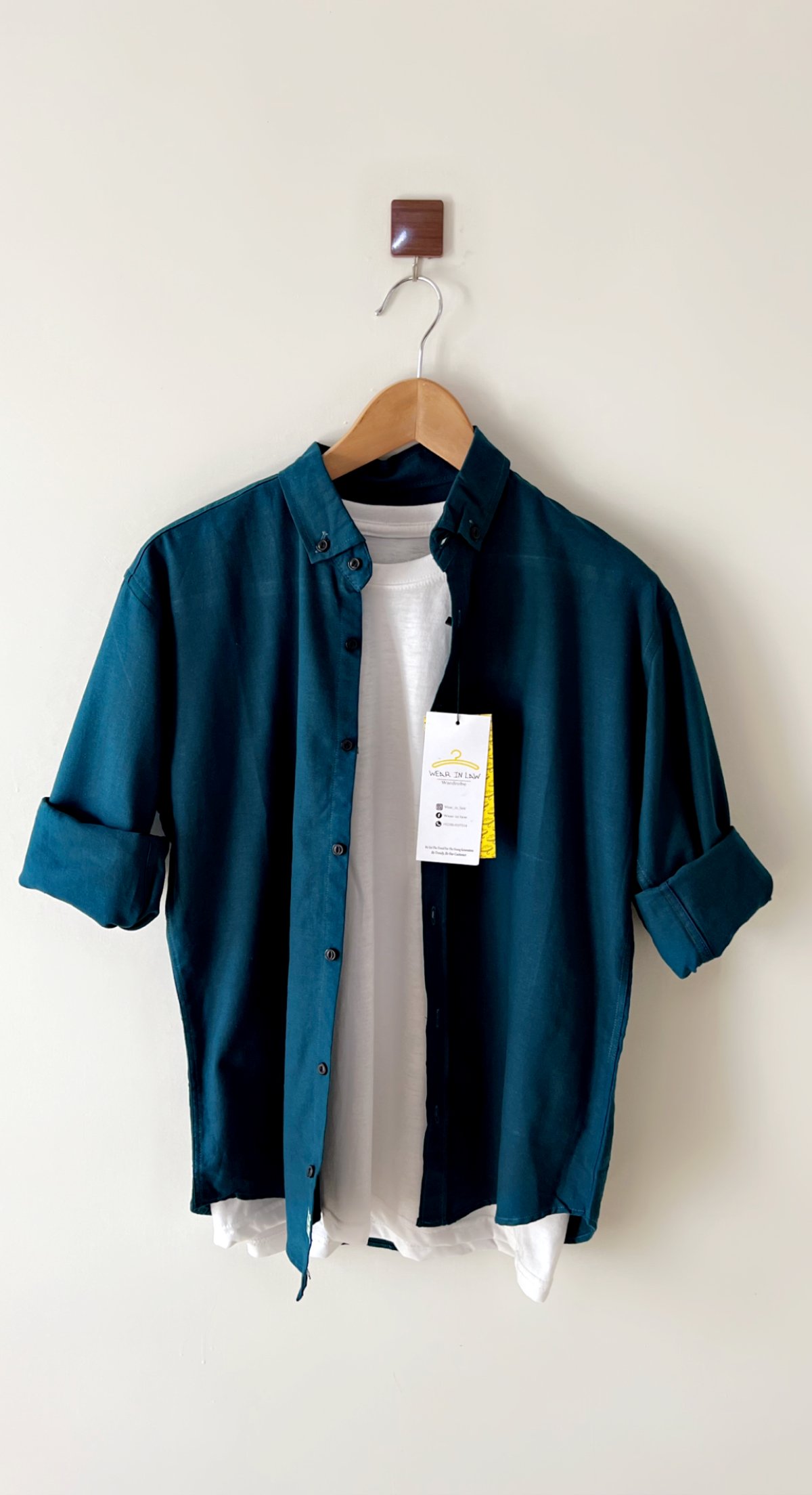 Plain dark green men shemrey casual shirt