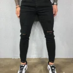 Mens black knee ripped jeans