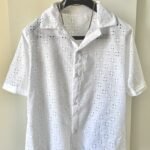 Pure White crochet transparent chickan kari shirt