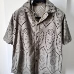 Crochet oversize chickan kari cuban collar shirt