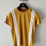 Double strip mustard mens smart-fit tshirt
