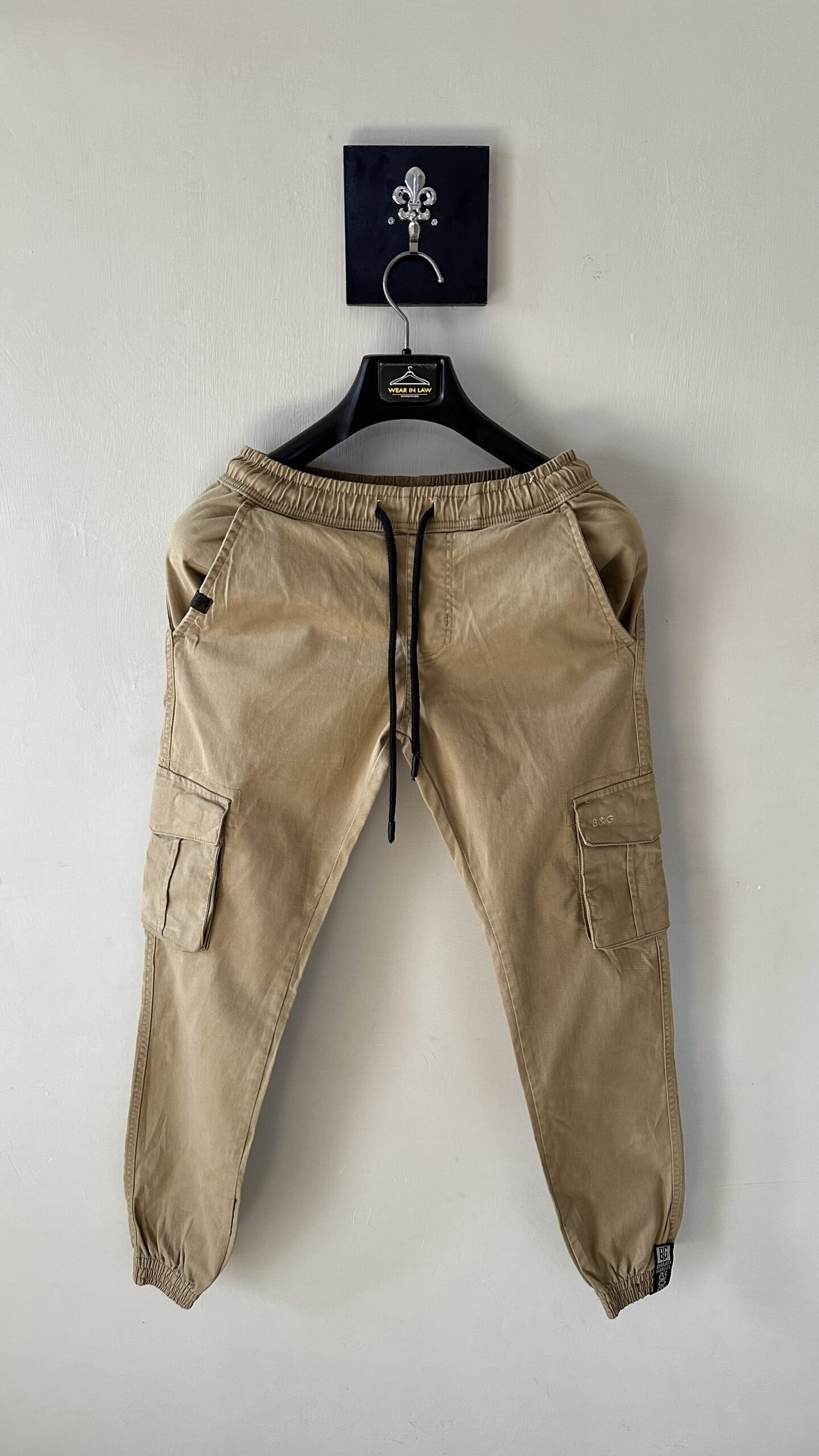 Plain camel brown smart-fit cargo trouser
