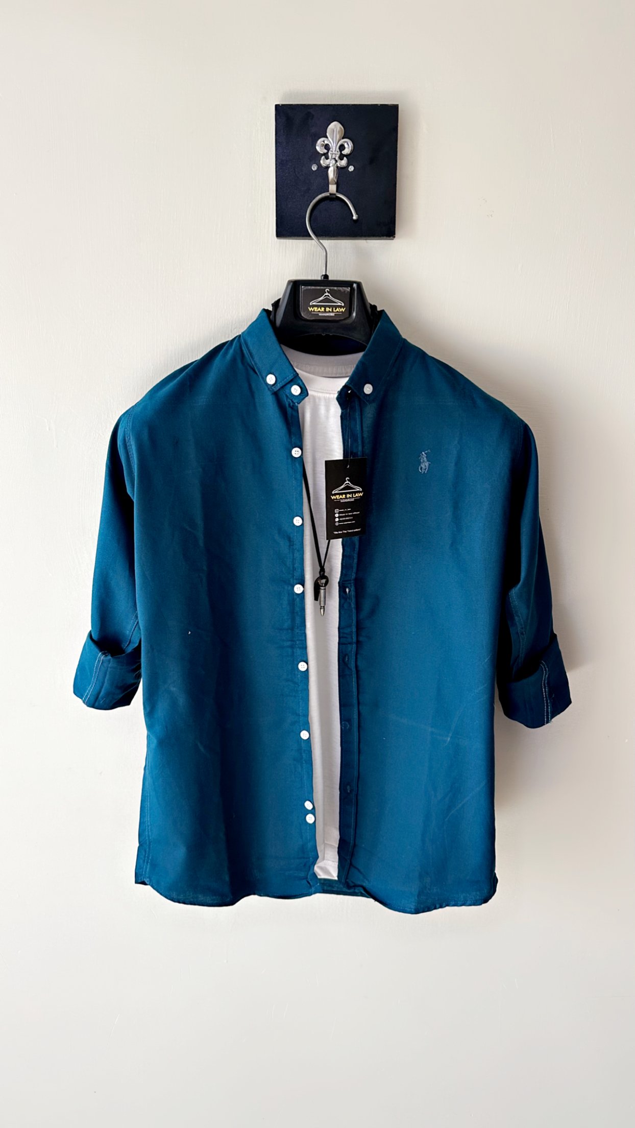 Plain aqua-blue shemrey casual shirt