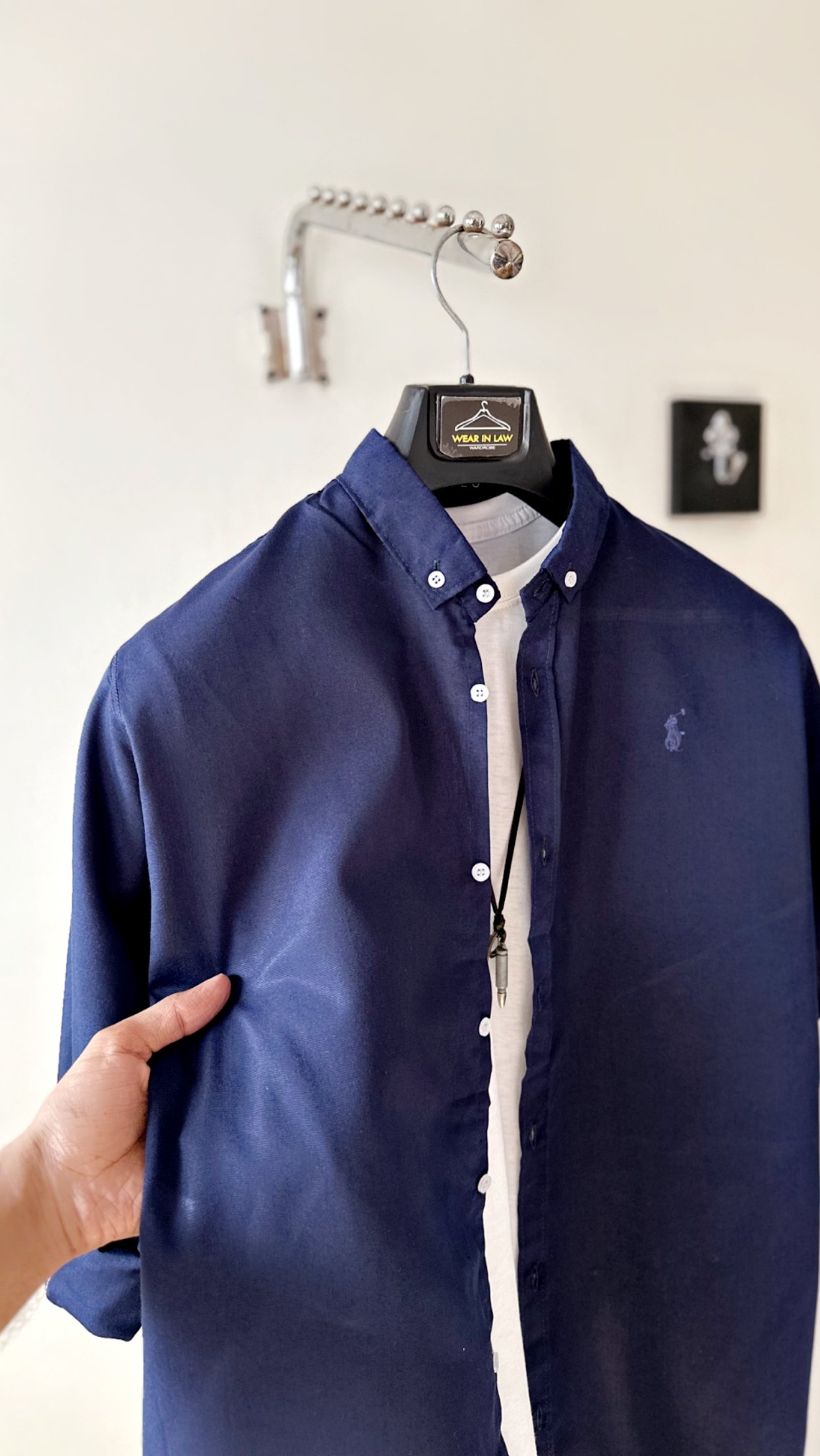 Plain nevy blue men shemrey casual shirt - Image 2