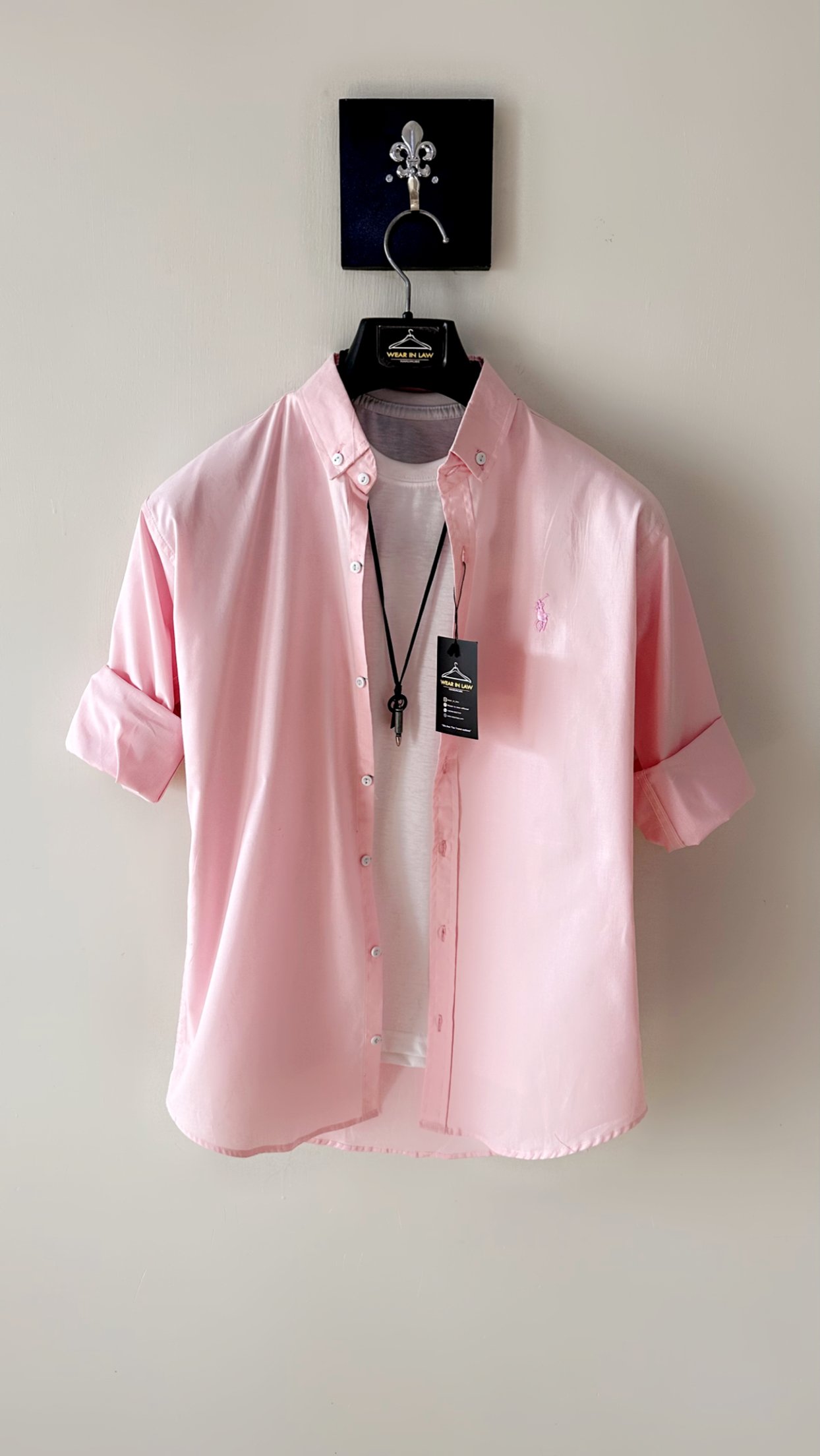 Plain peach pink men shemrey casual shirt