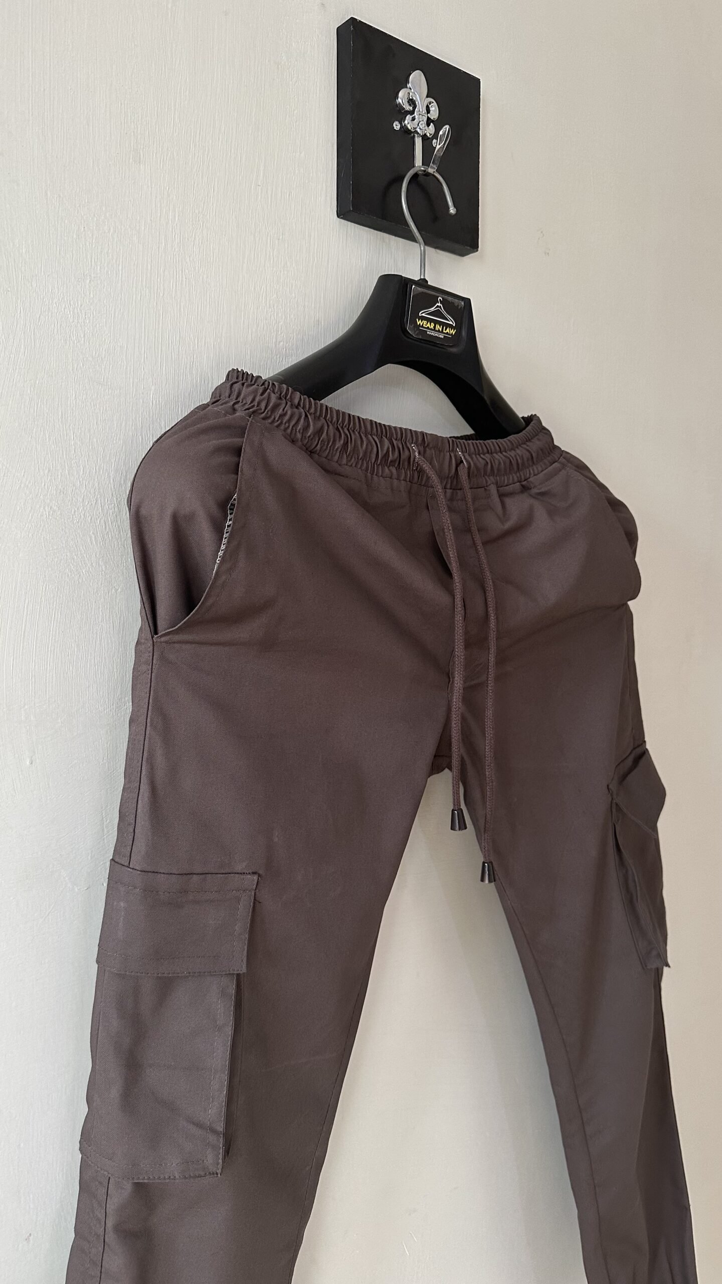 Plain chocolate brown cargo trouser - Image 2