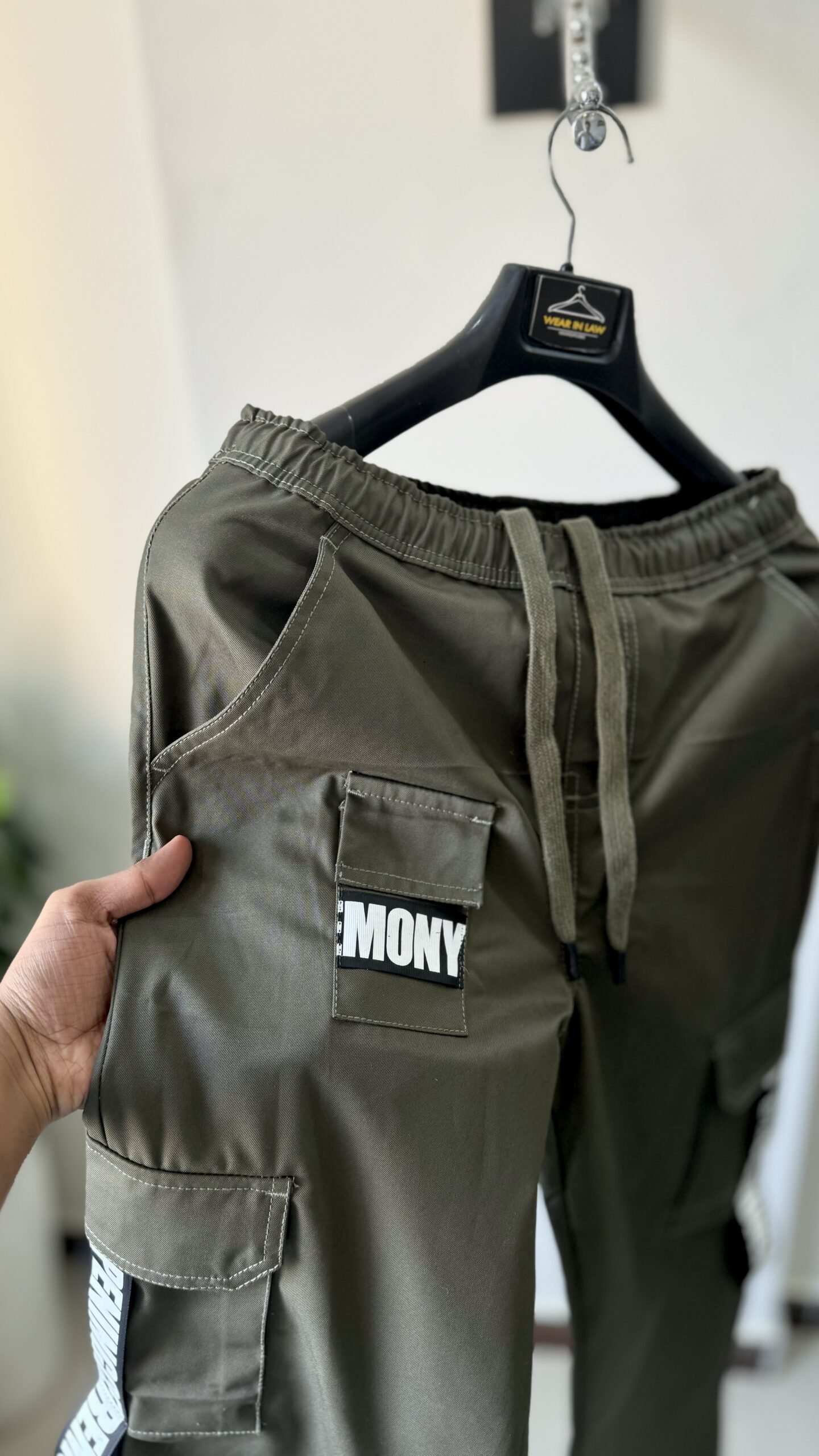 Olive Baggy fashion stripe cargo - Image 3