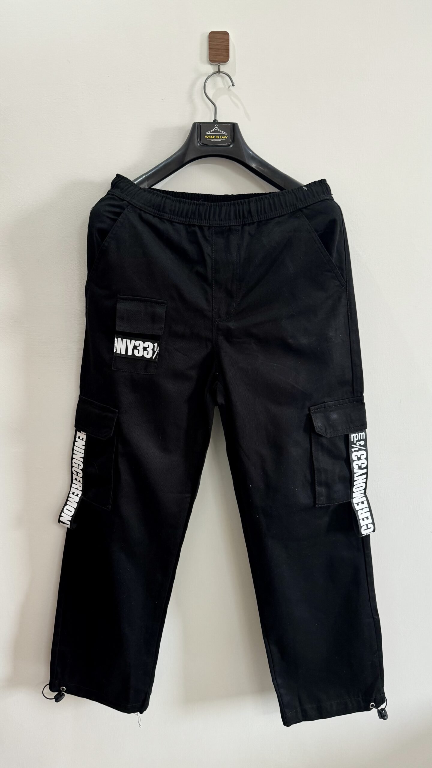 Black Baggy fashion stripe cargo