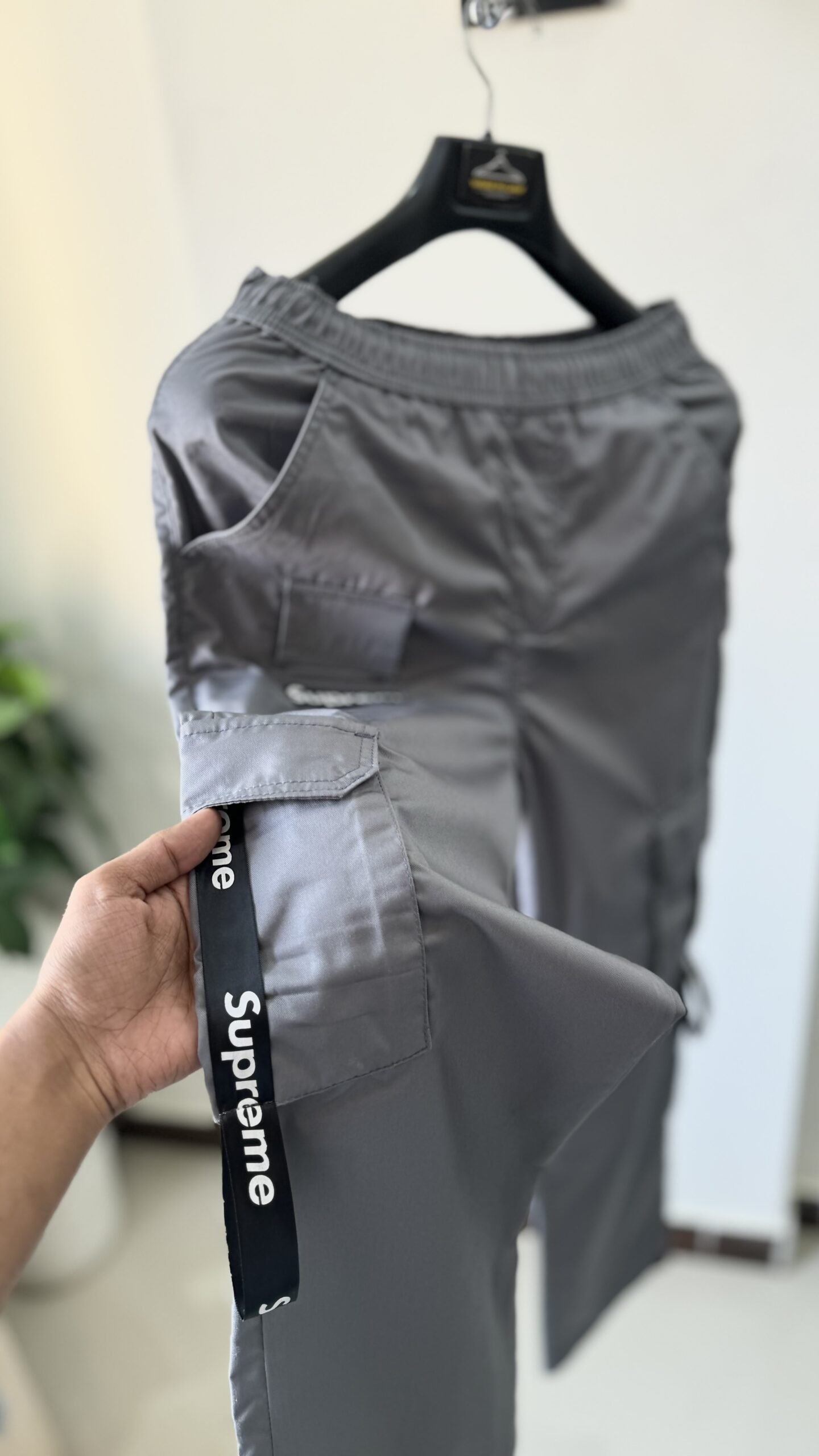 Grey Baggy fashion stripe cargo - Image 3