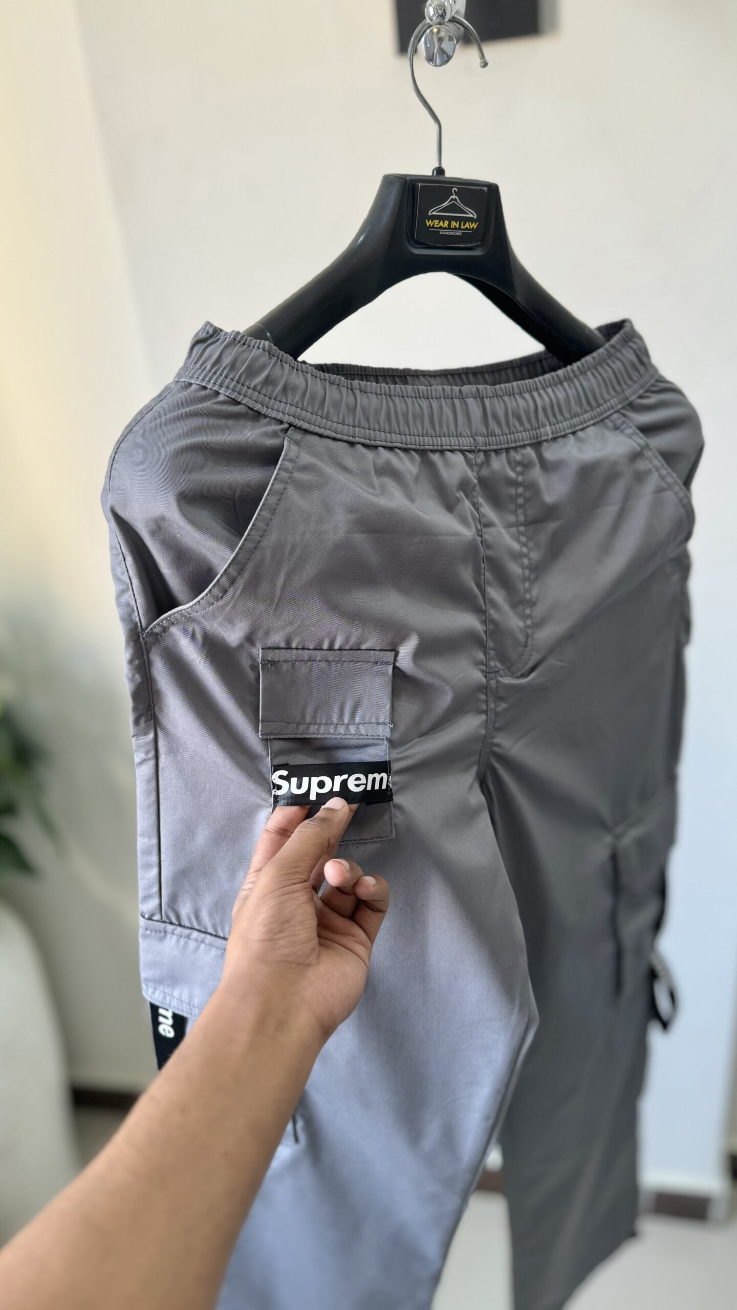 Grey Baggy fashion stripe cargo - Image 2