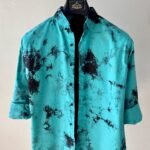 Vibrant sea green tie&dye slim fit casual shirt