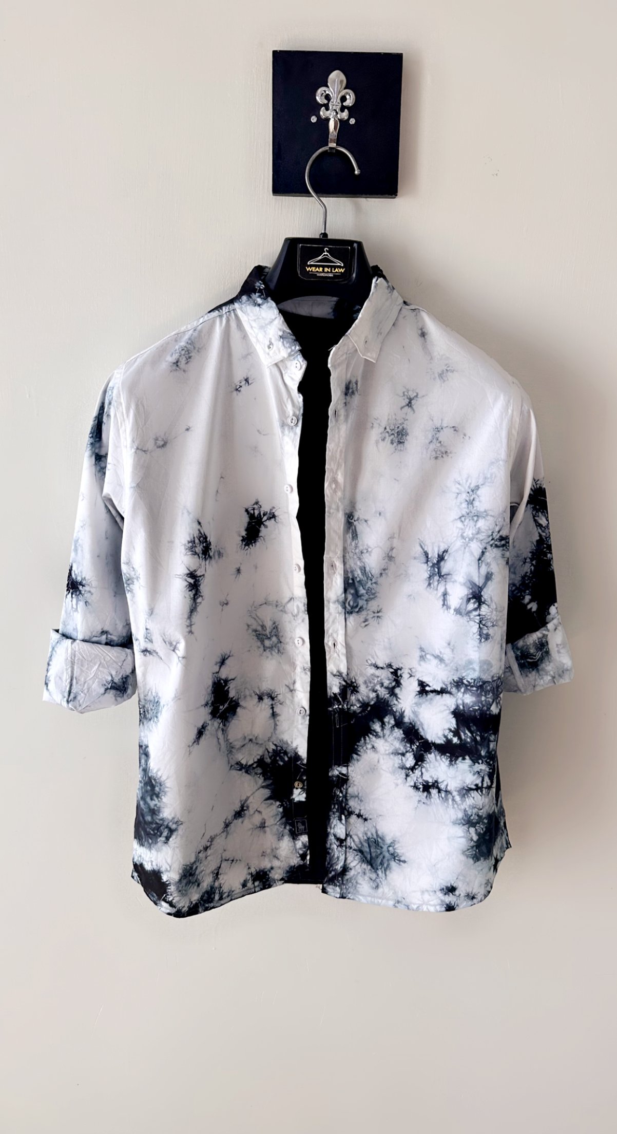 Black & white tie&dye slim fit casual shirt