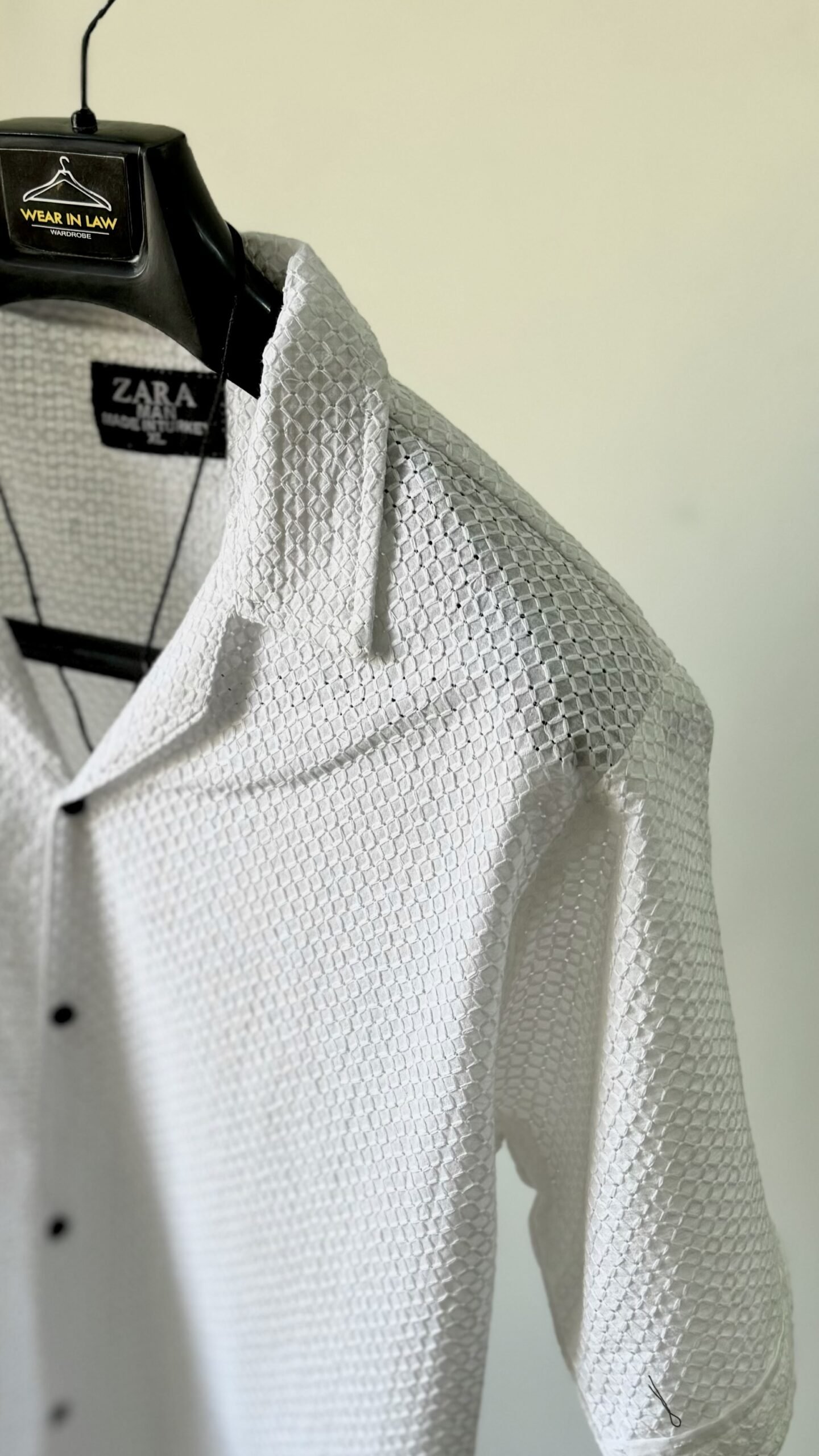 Crochet embossed kari white chickan kari shirt - Image 2