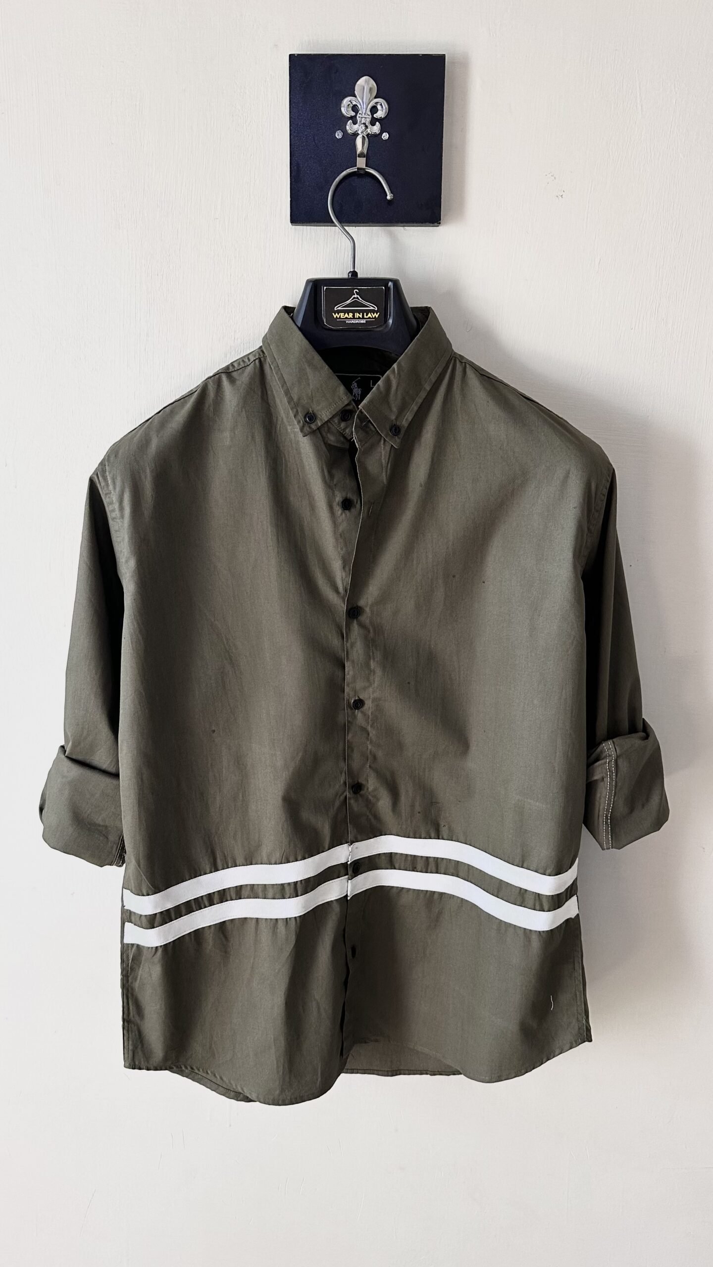 Olive Front strip casual shirt