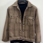 Camel brown checked vool jacket