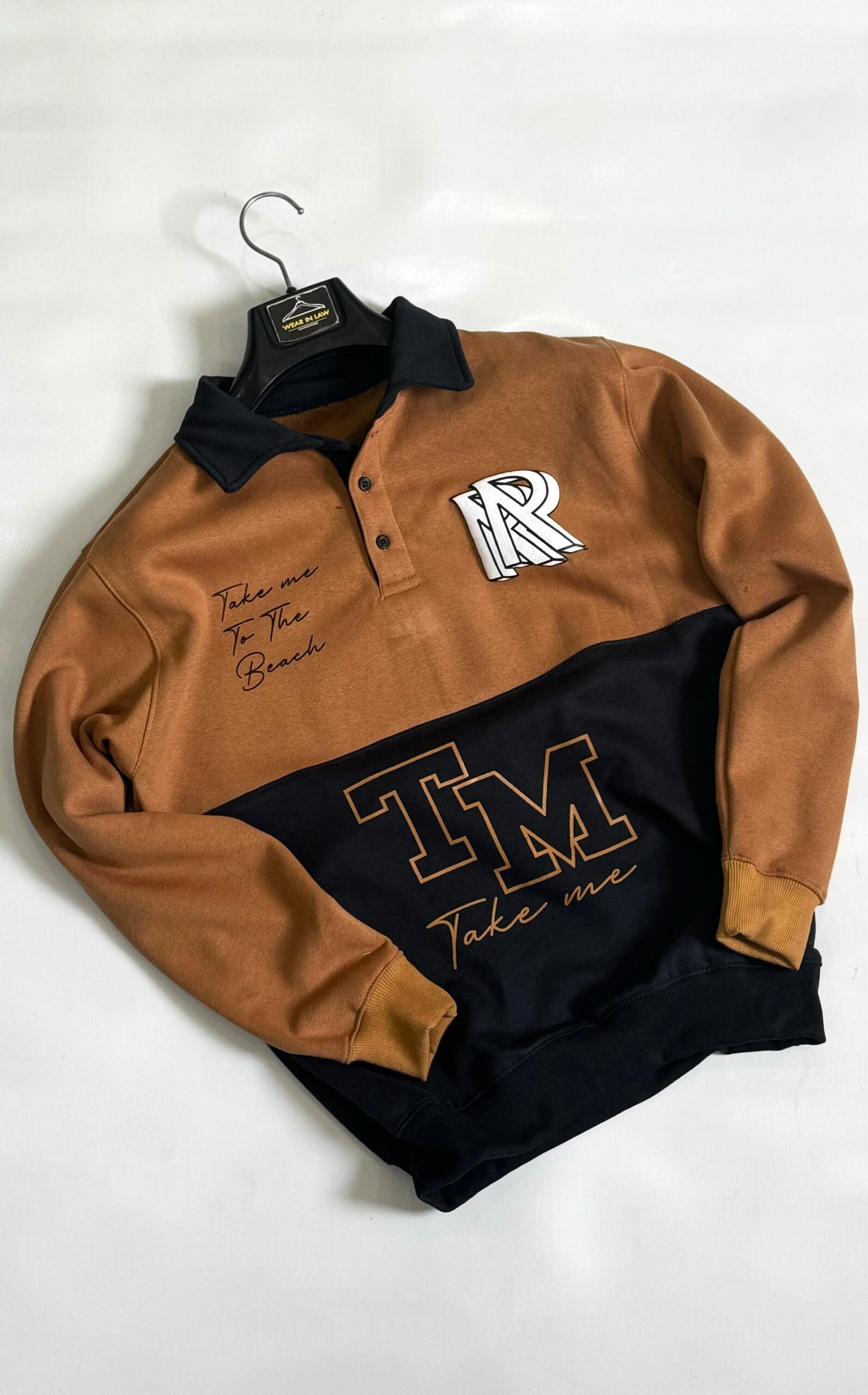 Polo Collar Letter Print Sweatshirts - Image 2