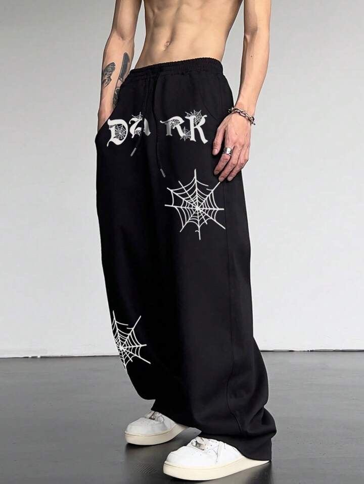Dark cobweb graphic baggy trouser - Image 2