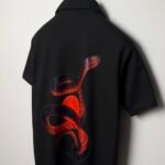 War snake button down short sleeve shirt