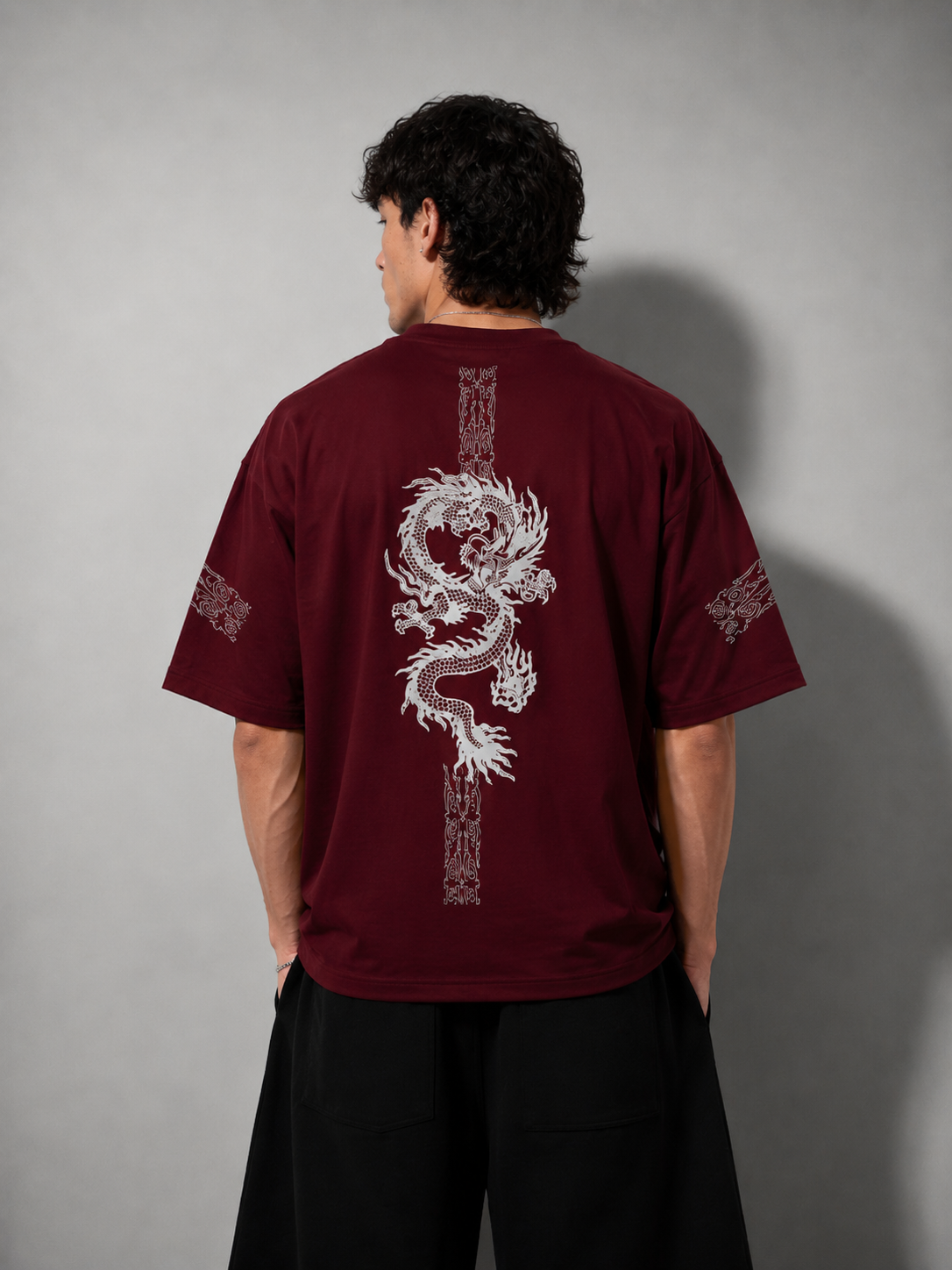 Maroon Dragon Oversize T-shirt