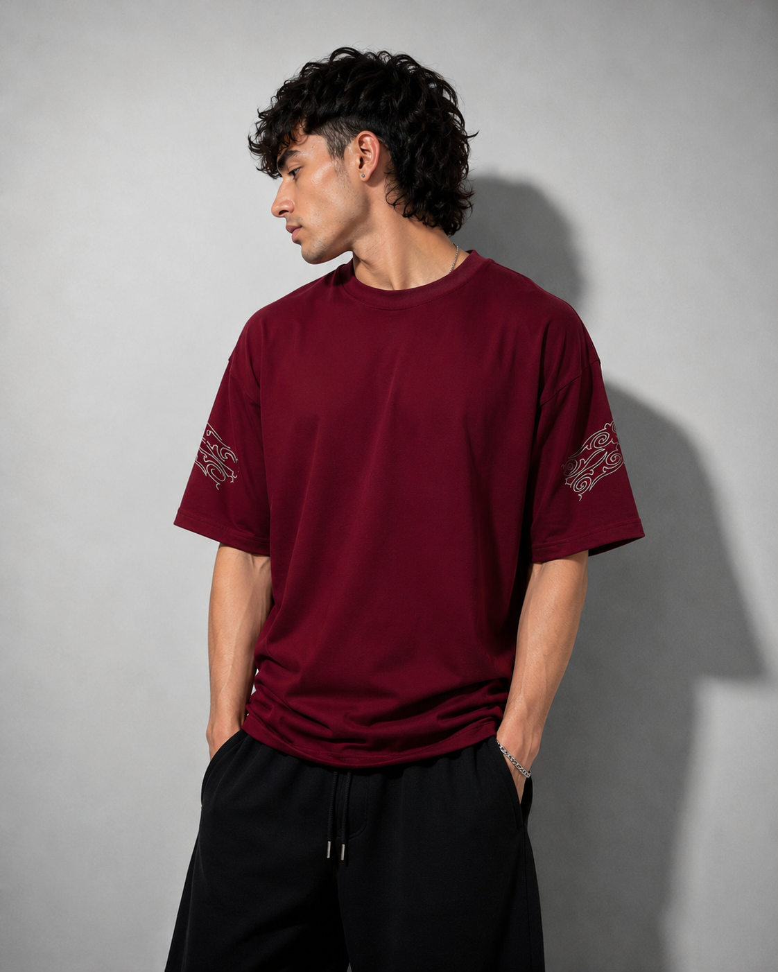 Maroon Dragon Oversize T-shirt - Image 2