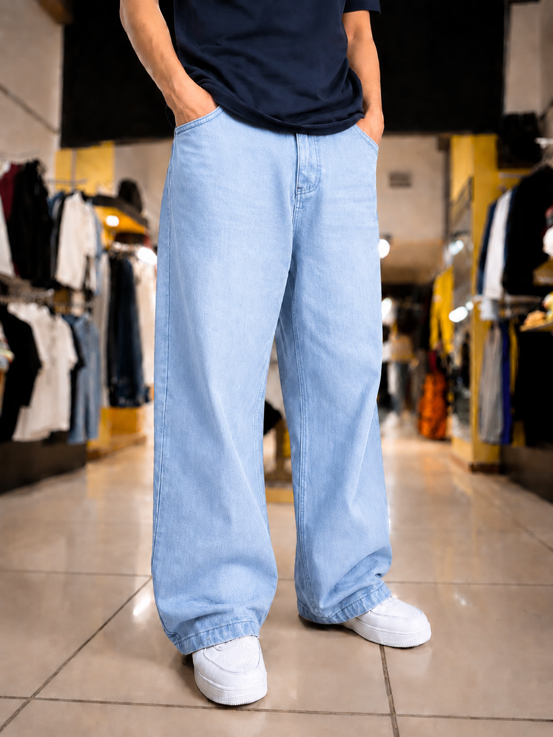 Light blue baggy jeans